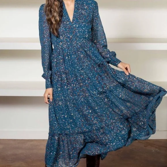 chinese dress ladies Elan Embroidered Tiered Maxi Dress – Social Threads main image 1